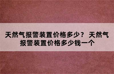 天然气报警装置价格多少？ 天然气报警装置价格多少钱一个